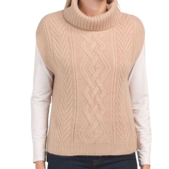 NWOT RACHEL ZOE 100% 2 PLY CASHMERE CABLE KNIT SLEEVELESS SWEATER - Picture 1 of 8